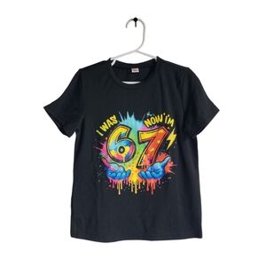 Kids 7th Birthday "I Was 6 Now I'm 7" Black T-Shirt